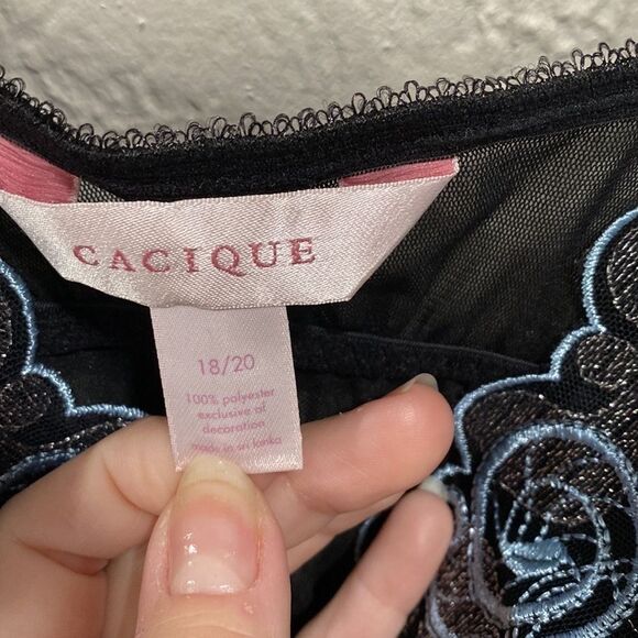 Cacique black and light blue open front lingerie top size 18/20 - Picture 2 of 7